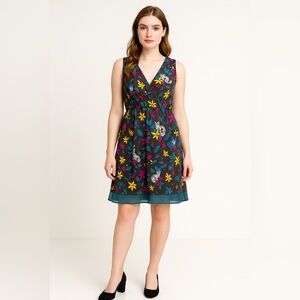 Modcloth Jungle Print Knit Dress,‎ white cat blue bird, 2X